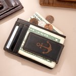 Henkilökohtaiset nimikirjaimet Nimi RFID-suojattu Magneettinen Slim Nahka Lompakko Money Clip kaiverrettu Teksti Vuosipäivä Isänpäivä Lahja Miehille