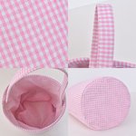 Personalized Cute Bunny Initial Flower Plaid Easter Basket with Name Easter Egg Hunt Easter Gift for Boys Girls