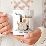 Personligt tecknad Besties-karaktär 11 oz 15 oz keramisk mugg med namn och datum Födelsedag Jubileum Present för Besties
