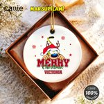 Personalised Long Tailed Marsupilami Merry Christmas Ceramic Ornament with Name Christmas Gift for Family Friend | Callie × Marsupilami®