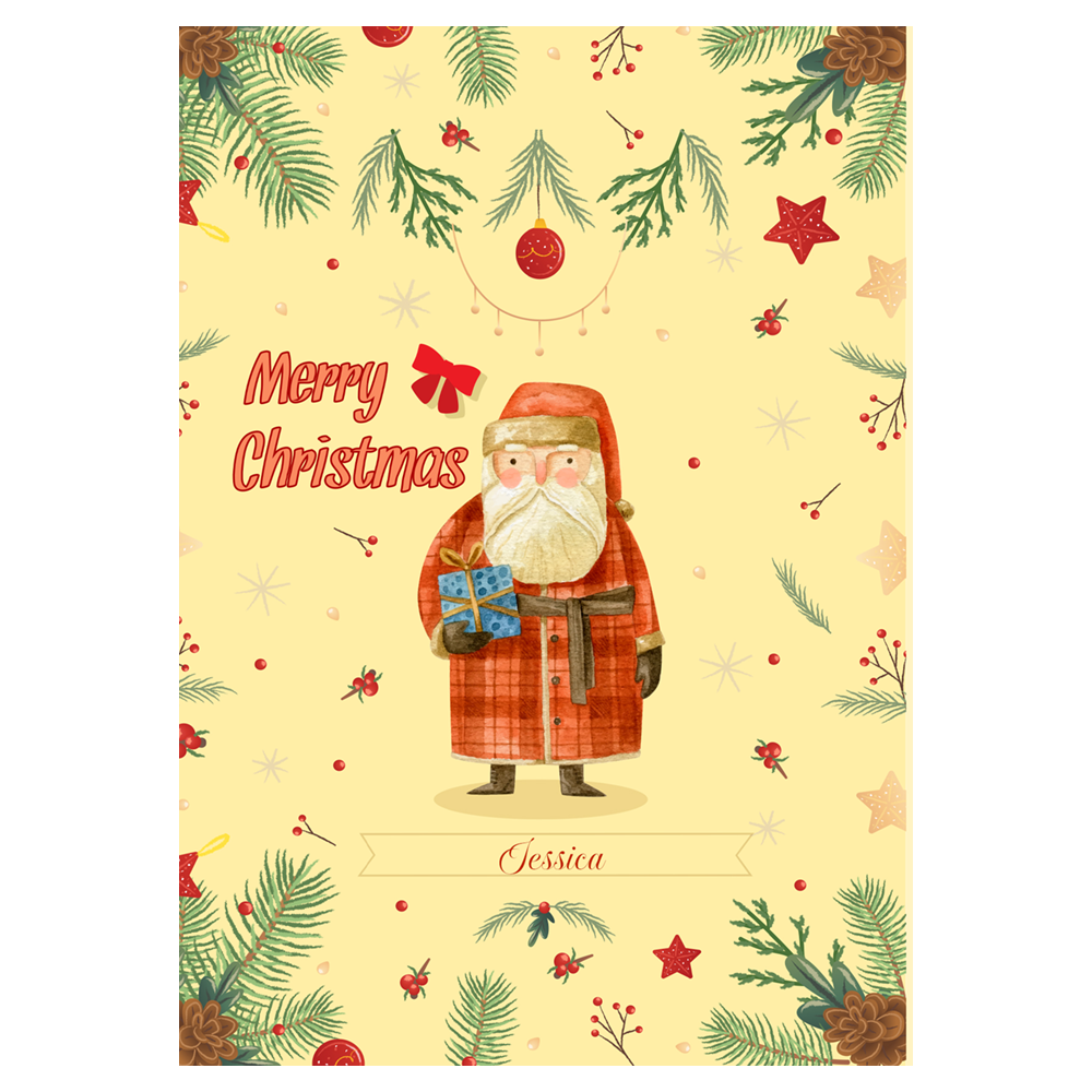 Santa Holding Gift Box Christmas Ecard