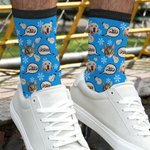 Calcetines hasta la pantorrilla personalizados cómodos con fotos de 1 a 3 caras de mascotas y nombre regalo de Navidad para dueños de mascotas
