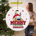 Personalised Long Tailed Marsupilami Merry Christmas Ceramic Ornament with Name Christmas Gift for Family Friend | Callie × Marsupilami®