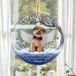 Henkilökohtainen Angel Wing Cloud Flower Akryyli Ornamentti valokuva ja teksti Home Tree Decor Memorial Sympathy Pet Loss Lahja lemmikin omistajalle