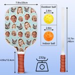 Personalised 1-4 Avatar Face Photos Pickleball Paddle with Pickleball and Bag Competition Day Birthday Gift for Pickleball Players