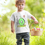 Personalisierte niedliche Hase anfängliche 100% Baumwolle Kind T-Shirt mit Namen Ostereierjagd Ostern Geschenk für Jungen Mädchen
