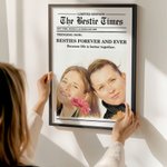 Personalized The Besties Times Newspaper Design Photo Canvas Painting with Text Home Decor Birthday Gift for Best Friend
