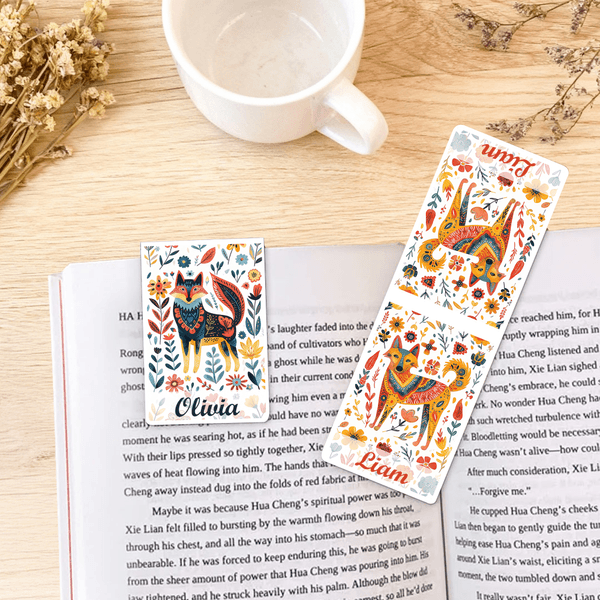 Personalizado Folk Art Animal Flor Magnético Marcapáginas Clip con Nombre Lectura Cumpleaños Regalo para los amantes de los libros Ratones de biblioteca