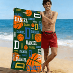 Toalla de playa personalizada extragrande de baloncesto con nombre e inicial regalo de vacaciones para jugadores y amantes del baloncesto