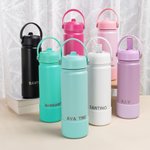 Personalized Engraved Name 18 oz Insulated Water Bottle with Handle and Straw Back to School Birthday Travel Gift for Kids Friends Family