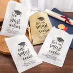 Personalised Grad Cap Smart Biscuit Food-Grade Paper Treat Bags with Name Set of 20 Graduation Party Favors Gift for Class of 2026 Graduates Seniors