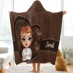 Spersonalizowany koc z kapturem z 1-8 imionami Retro Heart Cartoon Character Miękki koc z kapturem z 1-8 imionami Dekoracja domu Prezent urodzinowy dla kobiet