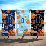 Toalla de playa personalizada extragrande de baloncesto con nombre e inicial regalo de vacaciones para jugadores y amantes del baloncesto