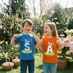 Spersonalizowana koszulka dziecięca Cute Bunny Initial 100% bawełna z imieniem i nazwiskiem Wielkanocne polowanie na jajka Wielkanocny prezent dla chłopców i dziewczynek