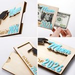 Personalized Graduation Cap Wooden Money Holder with Name Funny Cash Party Favor Gift for Class of 2026 Graduates