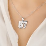 Personalizado Seis Siete Gesto Esmalte Collar con Nombre e Inicial Dainty Joyería Uso Diario Cumpleaños Regalo para Gen Z Adolescentes
