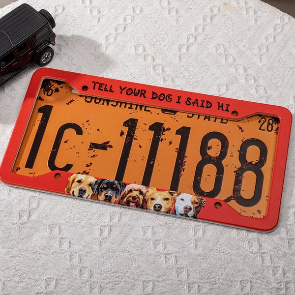 Personalized 1-5 Pet Photos Set of 2 License Plate Frames with Text Licence Plate Decor Birthday Gift for Pet Owners Lovers