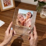 Personalized Best Friend Photo 4-Colour Acrylic LED Night Light with Name and Wooden Base Birthday Bridesmaid Anniversary Gift for Besties Sisters