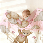Personalisierte Babydecke mit Bärchen auf Reisen | mit Namen | Aquarell-Stil | Wohndeko | Geburtstag Babyparty Taufe Geschenk für Babys Kinder