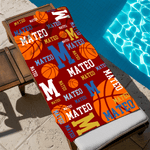 Toalla de playa personalizada extragrande de baloncesto con nombre e inicial regalo de vacaciones para jugadores y amantes del baloncesto