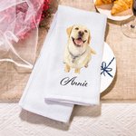 Personalised Watercolor Style Pet Photo Tea Towel with Name Kitchen Decor Daily Use Anniversary Gift for Pet Owners