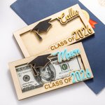 Personalized Graduation Cap Wooden Money Holder with Name Funny Cash Party Favor Gift for Class of 2026 Graduates