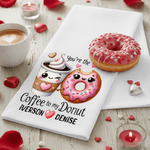 Personalized Cute Food Pattern Super Absorbent Waffle Tea Towel with Name Kitchen Decor Anniversary Valentine's Day Gift for Couple