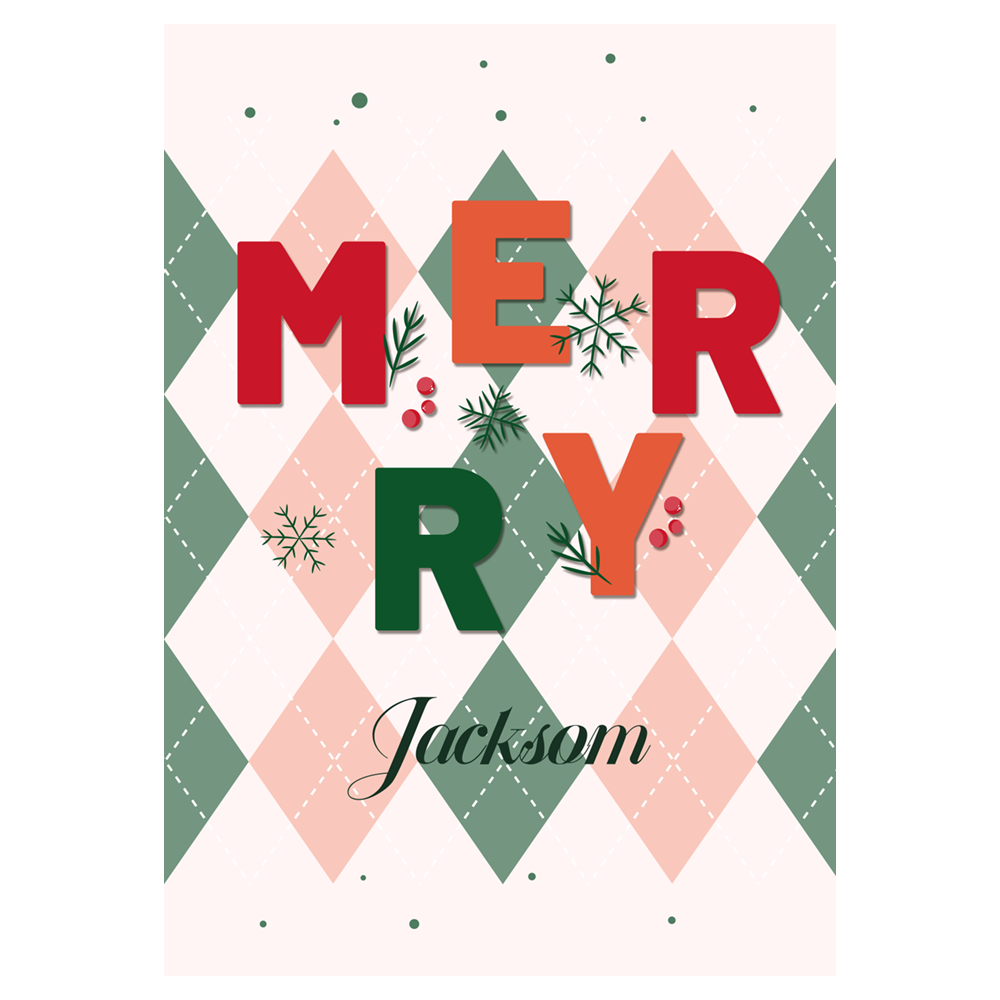 Argyle Pattern Merry Christmas Ecard
