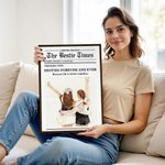Personalized The Besties Times Newspaper Design Photo Canvas Painting with Text Home Decor Birthday Gift for Best Friend