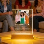 Personalized Best Friend Photo 4-Colour Acrylic LED Night Light with Name and Wooden Base Birthday Bridesmaid Anniversary Gift for Besties Sisters