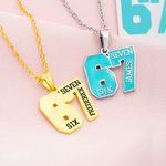 Personalizado Seis Siete Gesto Esmalte Collar con Nombre e Inicial Dainty Joyería Uso Diario Cumpleaños Regalo para Gen Z Adolescentes