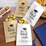 Personalised Grad Cap Smart Biscuit Food-Grade Paper Treat Bags with Name Set of 20 Graduation Party Favors Gift for Class of 2026 Graduates Seniors