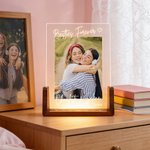 Personalized Photo LED Acrylic Night Light with Name Year and Wooden Base Home Decor Birthday Valentine's Day Gift for Best Friend Couple
