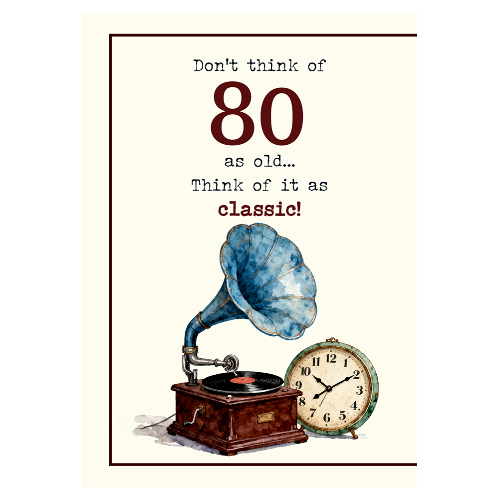 Retro Gramophone and Clock Birthday Ecard