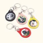 Porte-Clés en Cuir Persdonnalisé avec Photo d'Animal de Compagnie et Texte Cadeau pour Amoureux des Animaux