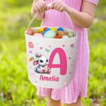 Personalisiertes Osterkörbchen aus Leinwand mit Häschen-Motiv Initiale und Namen süßes Osternest Eiersuche-Zubehör Ostern Geschenk für Jungen Mädchen