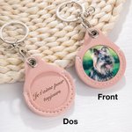 Porte-Clés en Cuir Persdonnalisé avec Photo d'Animal de Compagnie et Texte Cadeau pour Amoureux des Animaux