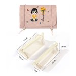 Trousse de Maquillage 4-en-1 en Cuir PU Personnalisée avec Personnage de Dessin Animé Fleur de Naissance et Nom Cadeau Anniversaire pour Femmes