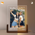 Personalized Photo LED Acrylic Night Light with Name Year and Wooden Base Home Decor Birthday Valentine's Day Gift for Best Friend Couple