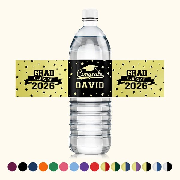 Personalisierte Grad Klasse von 2026 Satz von 20 wasserdicht Graduierung Wasserflasche Etiketten Aufkleber mit Namen und Jahr Graduierung Party Geschenk für Absolventen