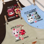 Grembiule regolabile personalizzato per coppia di buongustai con nome Regalo di San Valentino, anniversario e compleanno per coppia