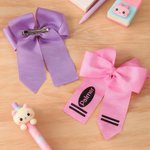 Personalized Crayon Style Design Hair Bow with Name Hair Accessory Back to School Birthday Gift for Girls