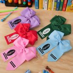 Personalized Crayon Style Design Hair Bow with Name Hair Accessory Back to School Birthday Gift for Girls
