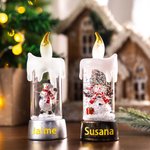 Vela LED personalizada con motivo de muñeco de nieve Papá Noel y árbol de Navidad regalo de fiesta navideña para familia y amigos