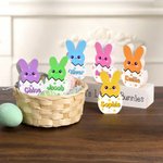 Personalised Multicolour Easter Bunny Plaque Ornament with Name Desk Decoration Basket Stuffer Easter Party Gift for Family
