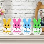 Personalised Multicolour Easter Bunny Plaque Ornament with Name Desk Decoration Basket Stuffer Easter Party Gift for Family