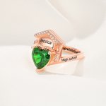 Spersonalizowany pierścionek Zircon Grad Cap Heart Birthstone Ring z wygrawerowanym imieniem i nazwiskiem Dainty Jewelry Urodzinowy prezent dla absolwentek