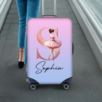 Personalized Cartoon Ballerina Girl Initial 18-32 Inches Luggage Cover with Name Travel Accessories Birthday Gift for Family Friends