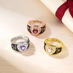 Personlig klassring med hjärta och zirkon med graverad text och symbol Graduation Gift for High School College University Graduates