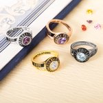 Personalizado grabado piedra de nacimiento circón anillo de graduación con el nombre y el año Clase de 2026 Regalo de graduación para los graduados